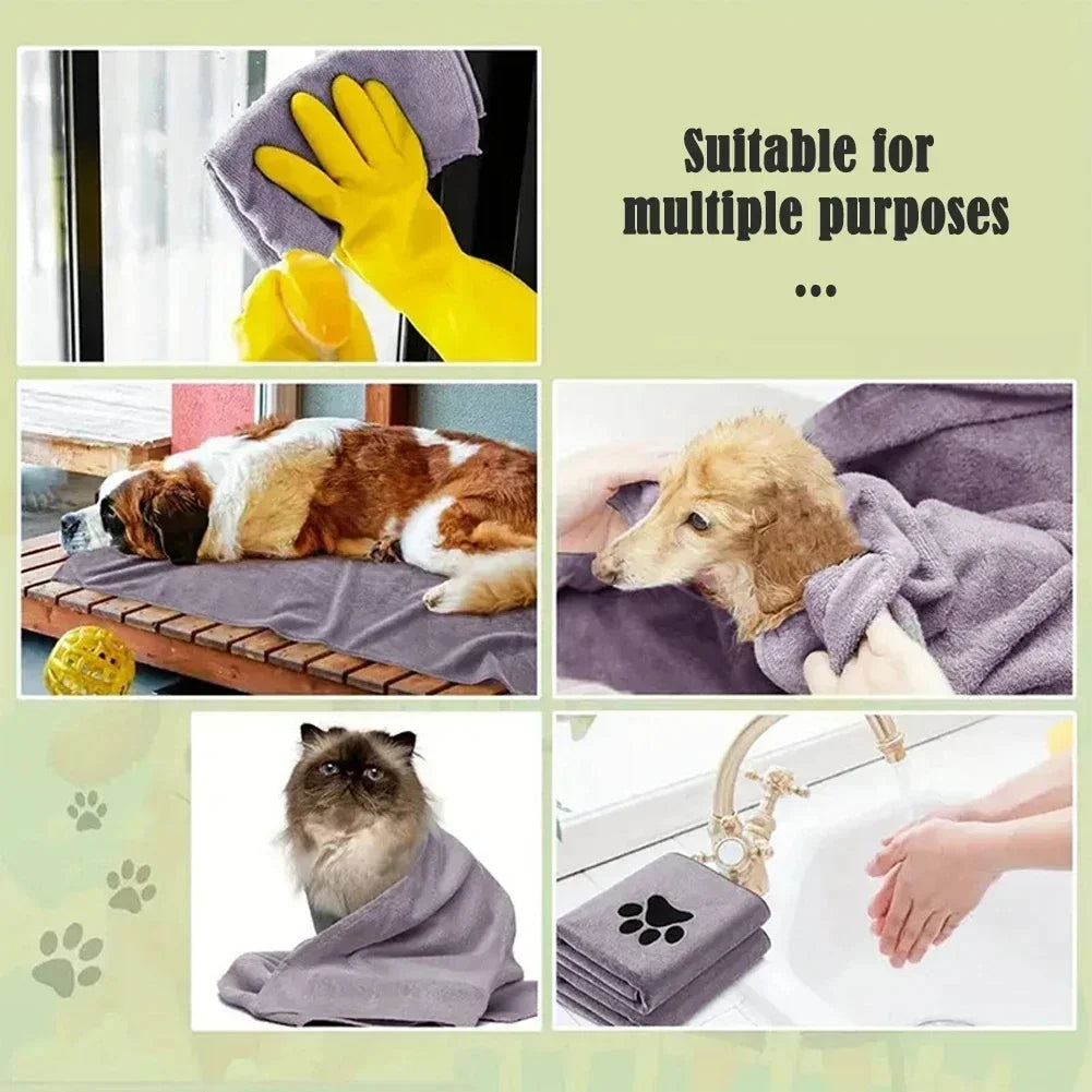 Towel used as a drying towel, a bed cover and a cat towel