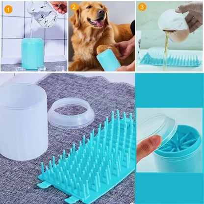 Steps for using the cup and the removable silicone bristle insert