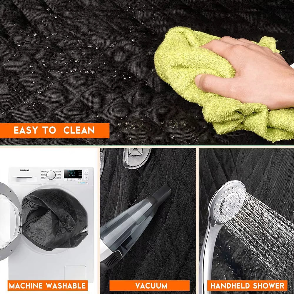 Cleaning options: wipe with a cloth, machine wash, vacuum or hose down