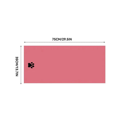 Dry-Off Towel shown in grey, pink, blue and khaki with paw-print embroidery