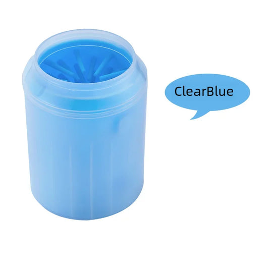 Blue silicone Tuckbury Paw Rinse Cup on a white background
